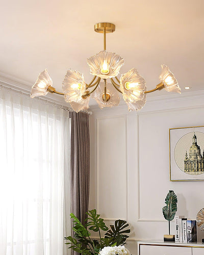 Kalin Flower Glass Brass Chandelier