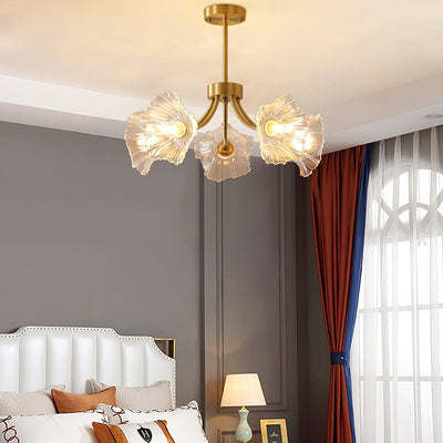 Kalin Flower Glass Brass Chandelier