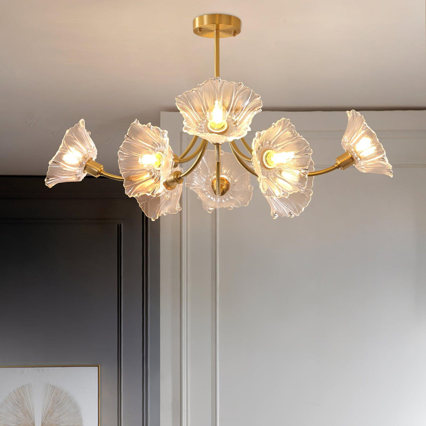Kalin Flower Glass Brass Chandelier