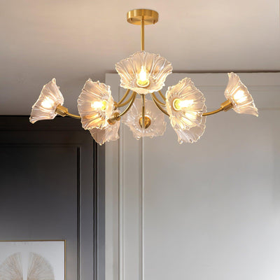 Kalin Flower Glass Brass Chandelier