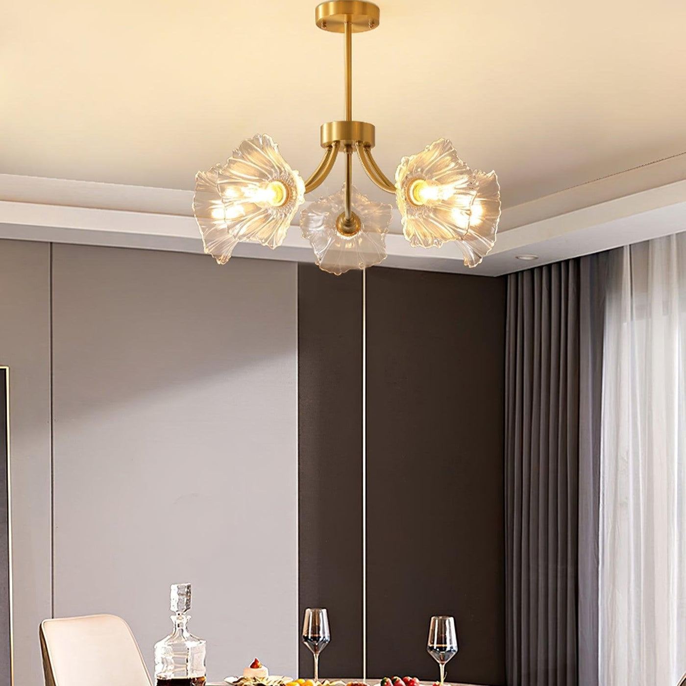 Kalin Flower Glass Brass Chandelier