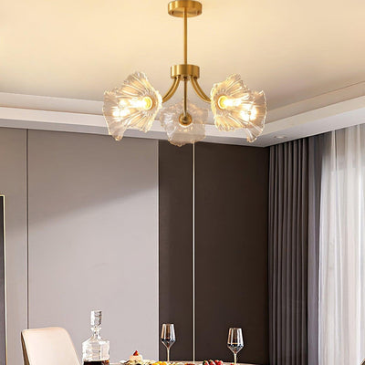 Kalin Flower Glass Brass Chandelier