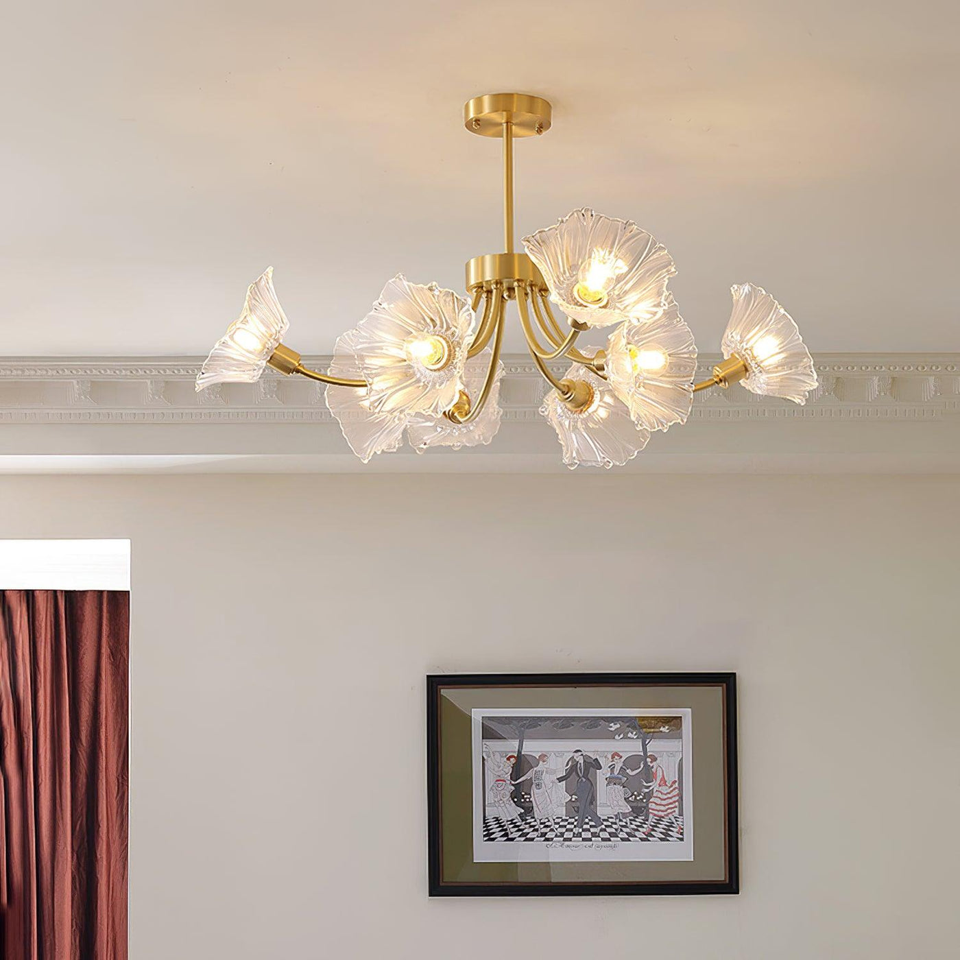 Kalin Flower Glass Brass Chandelier