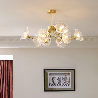 Kalin Flower Glass Brass Chandelier