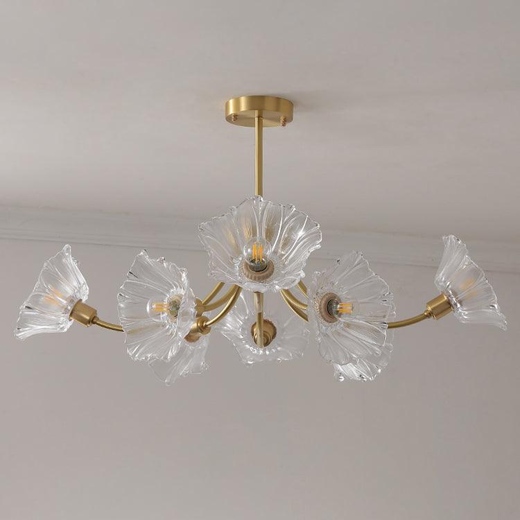 Kalin Flower Glass Brass Chandelier