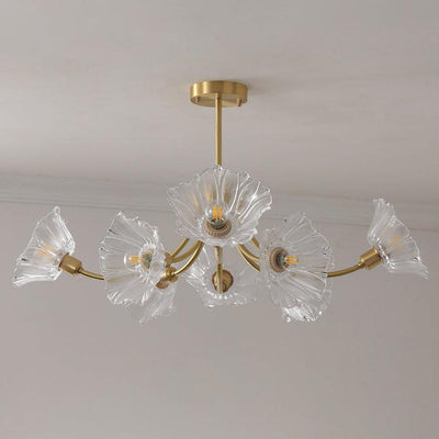 Kalin Flower Glass Brass Chandelier