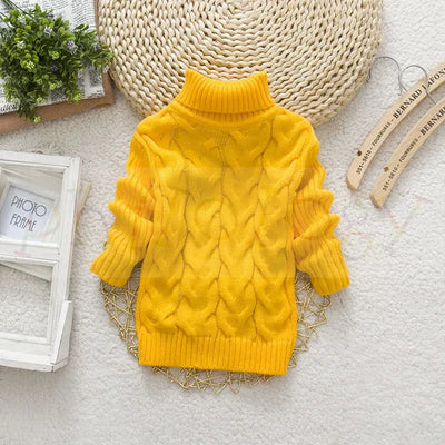 Kids’ Cable Knit Turtleneck Sweater | Thick Acrylic Winter Pullover | Warm & Cozy Knitwear