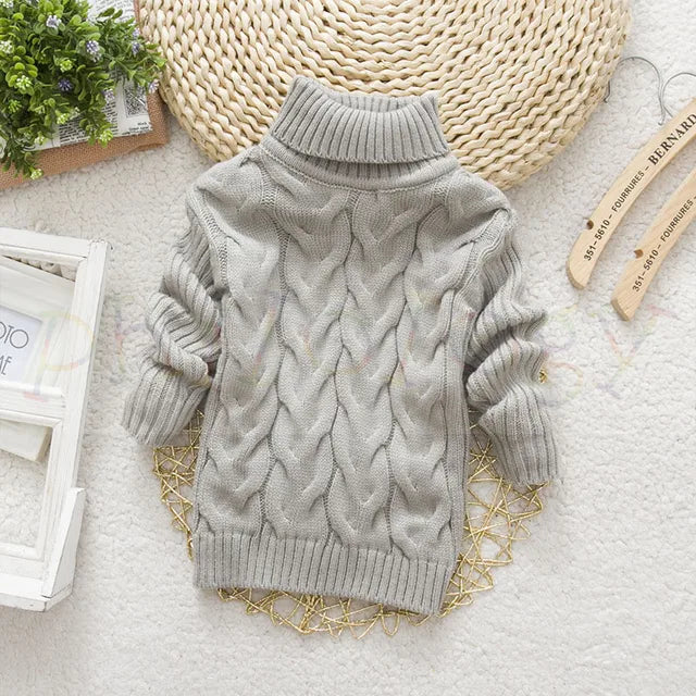 Kids’ Cable Knit Turtleneck Sweater | Thick Acrylic Winter Pullover | Warm & Cozy Knitwear