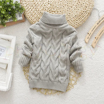 Kids’ Cable Knit Turtleneck Sweater | Thick Acrylic Winter Pullover | Warm & Cozy Knitwear
