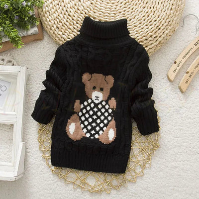 Kids’ Cable Knit Turtleneck Sweater | Thick Acrylic Winter Pullover | Warm & Cozy Knitwear