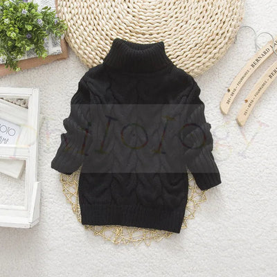 Kids’ Cable Knit Turtleneck Sweater | Thick Acrylic Winter Pullover | Warm & Cozy Knitwear