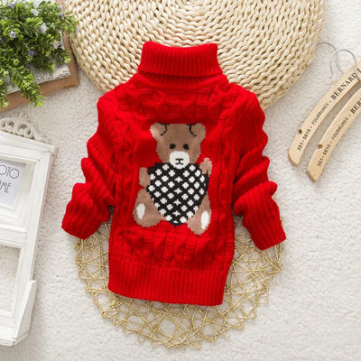 Kids’ Cable Knit Turtleneck Sweater | Thick Acrylic Winter Pullover | Warm & Cozy Knitwear