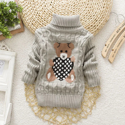 Kids’ Cable Knit Turtleneck Sweater | Thick Acrylic Winter Pullover | Warm & Cozy Knitwear