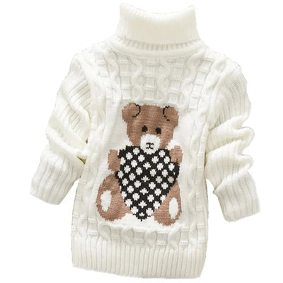 Kids’ Cable Knit Turtleneck Sweater | Thick Acrylic Winter Pullover | Warm & Cozy Knitwear