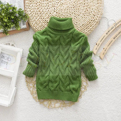 Kids’ Cable Knit Turtleneck Sweater | Thick Acrylic Winter Pullover | Warm & Cozy Knitwear