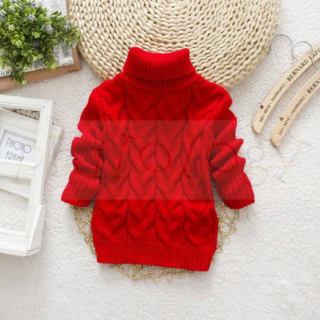 Kids’ Cable Knit Turtleneck Sweater | Thick Acrylic Winter Pullover | Warm & Cozy Knitwear
