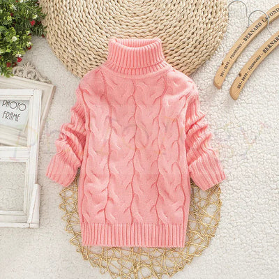 Kids’ Cable Knit Turtleneck Sweater | Thick Acrylic Winter Pullover | Warm & Cozy Knitwear