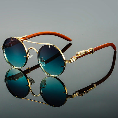 Men’s Oval Metal Retro Sunglasses with UV Protection