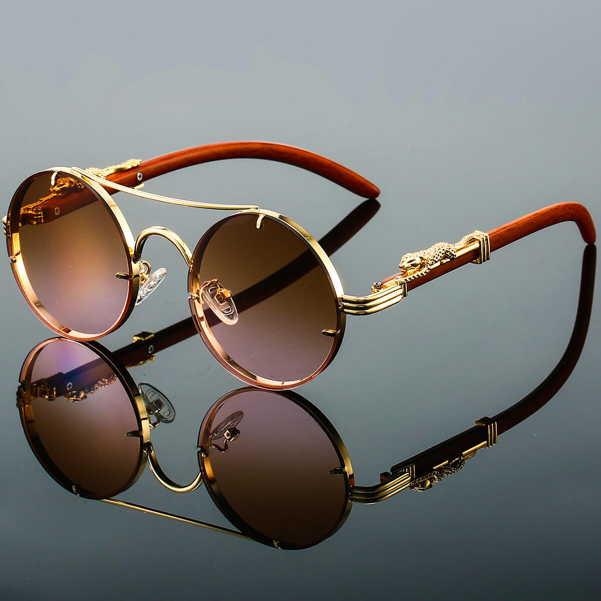 Men’s Oval Metal Retro Sunglasses with UV Protection