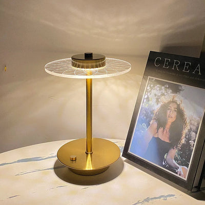 Cordless Rechargeable LED Crystal Disc Table Lamp