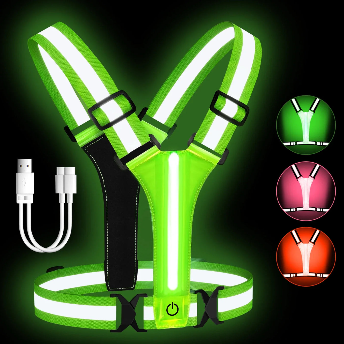 Rechargeable LED Running Vest with 360° Reflective Visibility