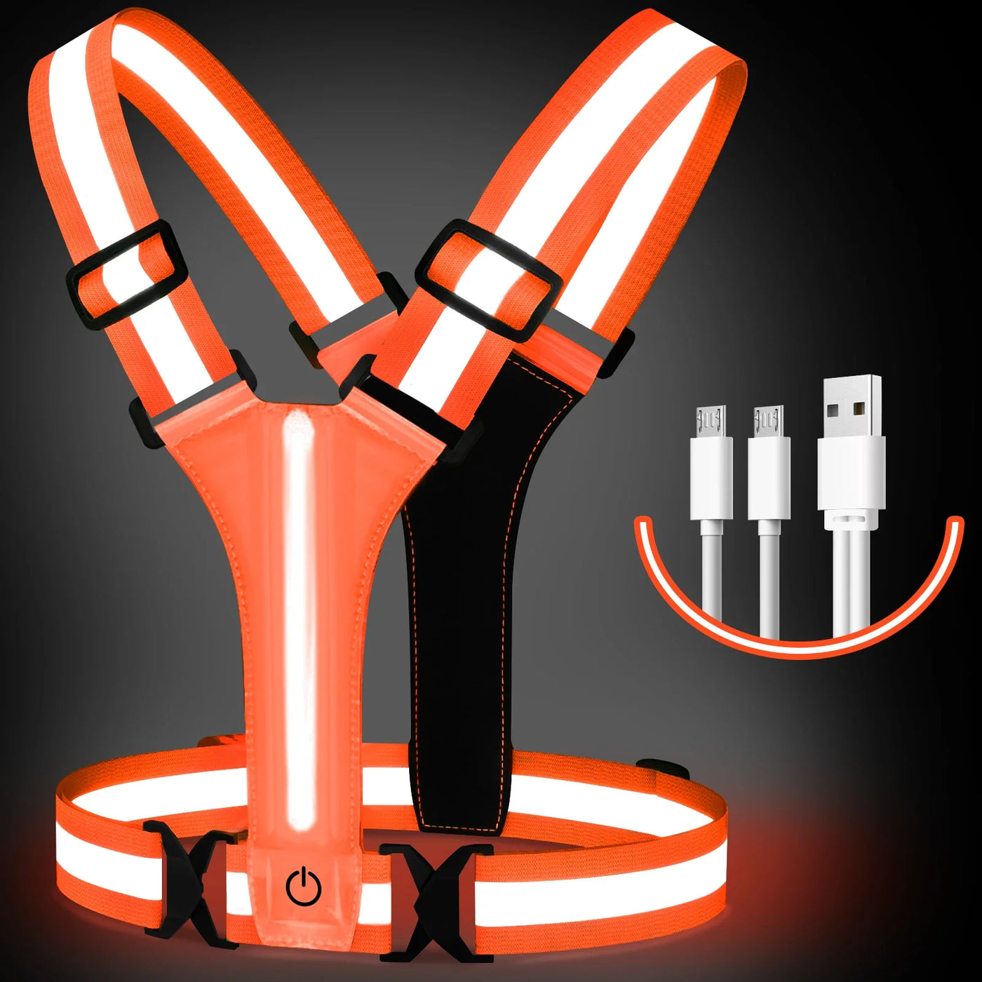 Rechargeable LED Running Vest with 360° Reflective Visibility