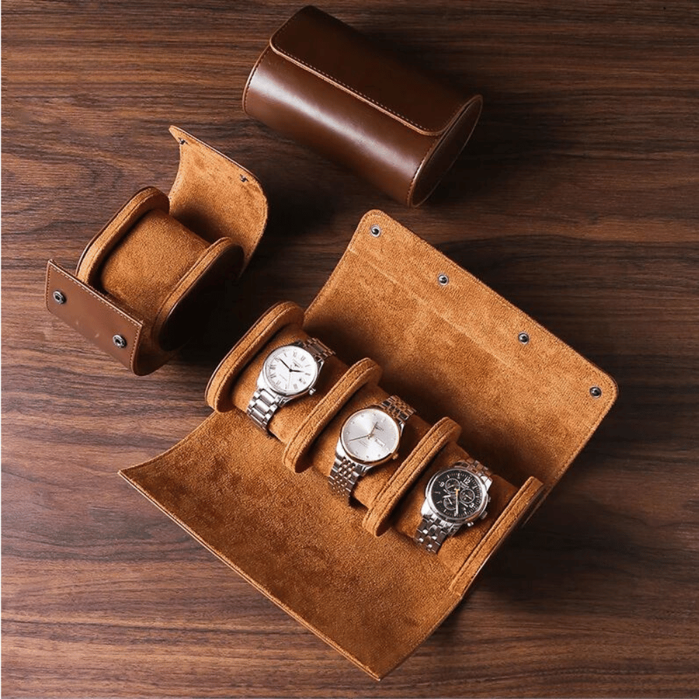Leather Travel Watch Case for 1–3 Watches