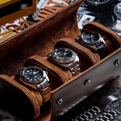 Leather Travel Watch Case for 1–3 Watches