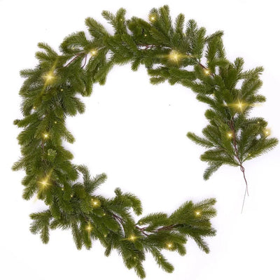 Artificial Christmas Pine Garland with LED Lights