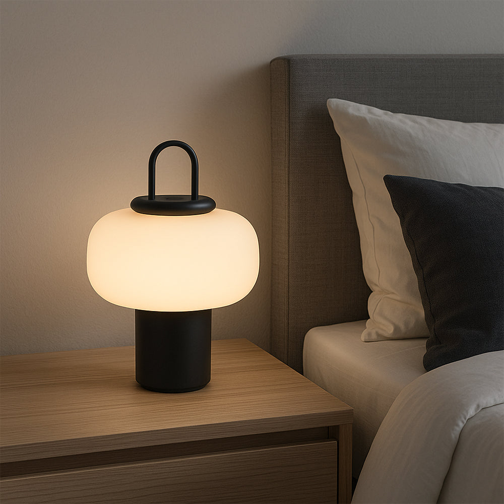 Modern Scandinavian Glass Table Lamp with LED Light