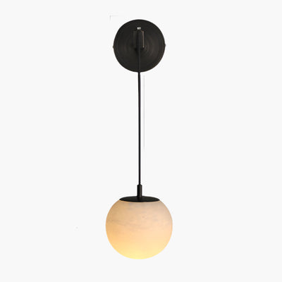 Marbell Brass & Marble Wall Light – Minimalist Globe Sconce