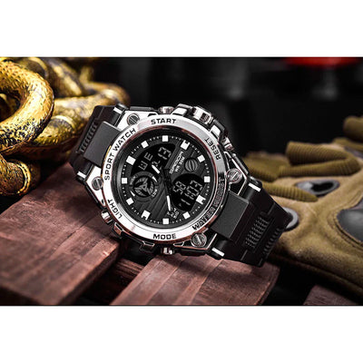 Men’s Military Watch with Analog Digital Display and Features