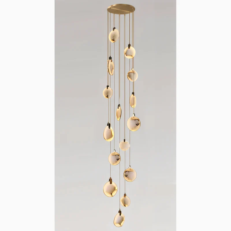 MarbleGlow LED Ring Chandelier – Modern Marble Design