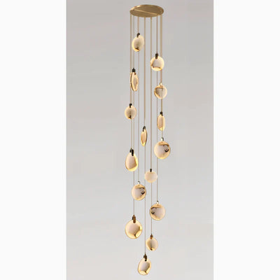 MarbleGlow LED Ring Chandelier – Modern Marble Design