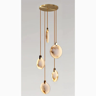 MarbleGlow LED Ring Chandelier – Modern Marble Design