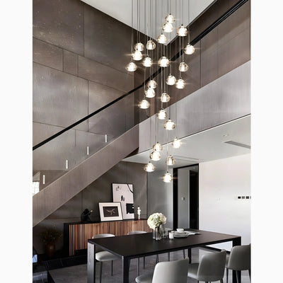 Modern Crystal Chandelier – LED Staircase Pendant Light