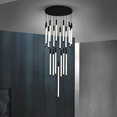 Gold LED Staircase Chandelier – Modern Pendant Light