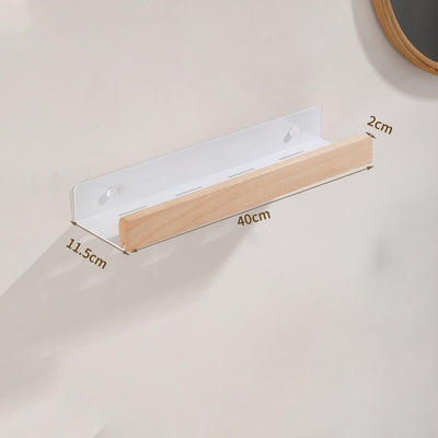 Woodify Towel Rack – No-Drill Wall-Mounted Shower Shelf with Wooden Accents