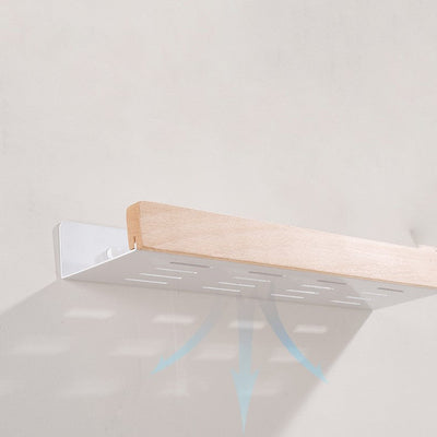 Woodify Towel Rack – No-Drill Wall-Mounted Shower Shelf with Wooden Accents