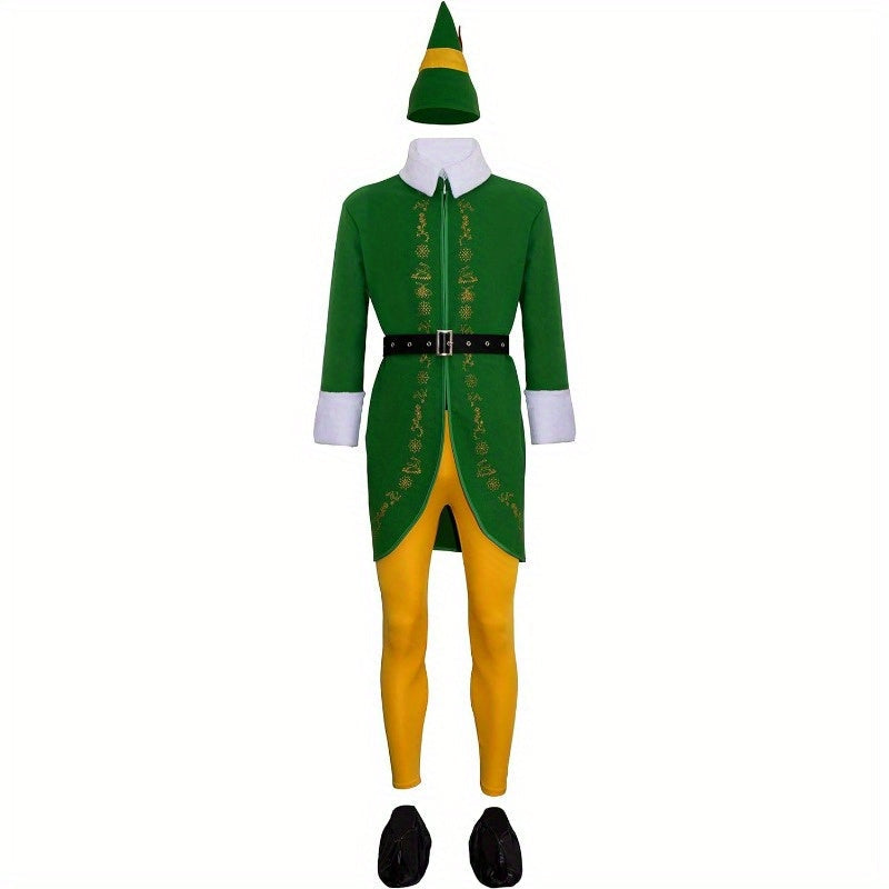 Men’s Holiday Elf Costume Long-Sleeve Outfit