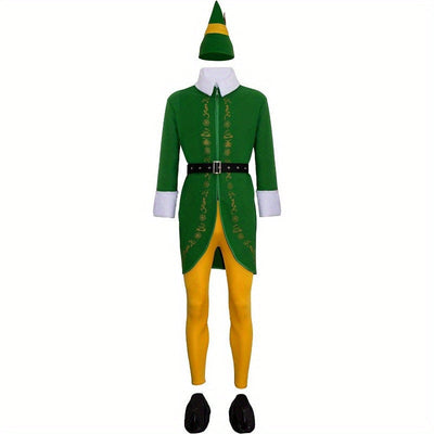 Men’s Holiday Elf Costume Long-Sleeve Outfit