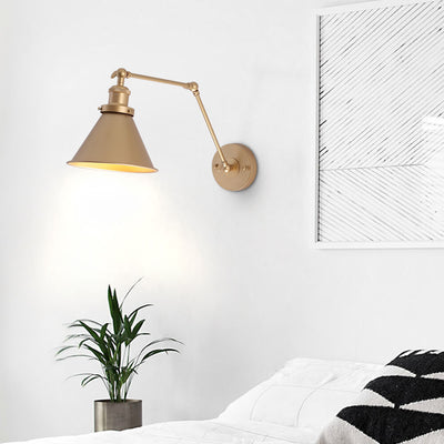 Mid-Century Adjustable Metal Wall Lamp – Brass & Black