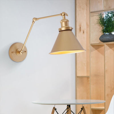 Mid-Century Adjustable Metal Wall Lamp – Brass & Black
