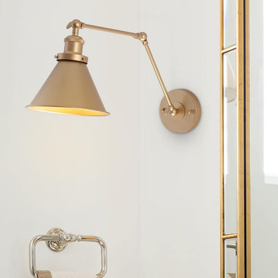 Mid-Century Adjustable Metal Wall Lamp – Brass & Black