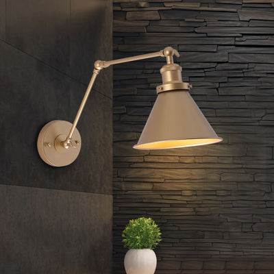 Mid-Century Adjustable Metal Wall Lamp – Brass & Black