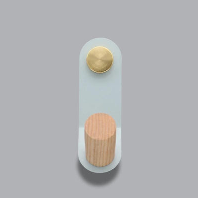Scandinavian Pastel Wall Hook with Oak & Brass