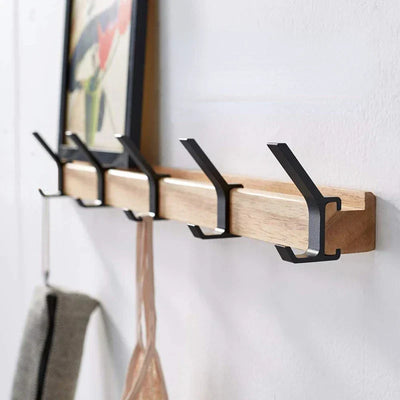 Nordic Wall-Mounted Coat Rack with Movable Hooks – Black