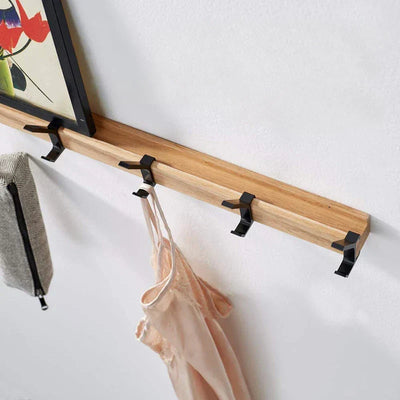 Nordic Wall-Mounted Coat Rack with Movable Hooks – Black
