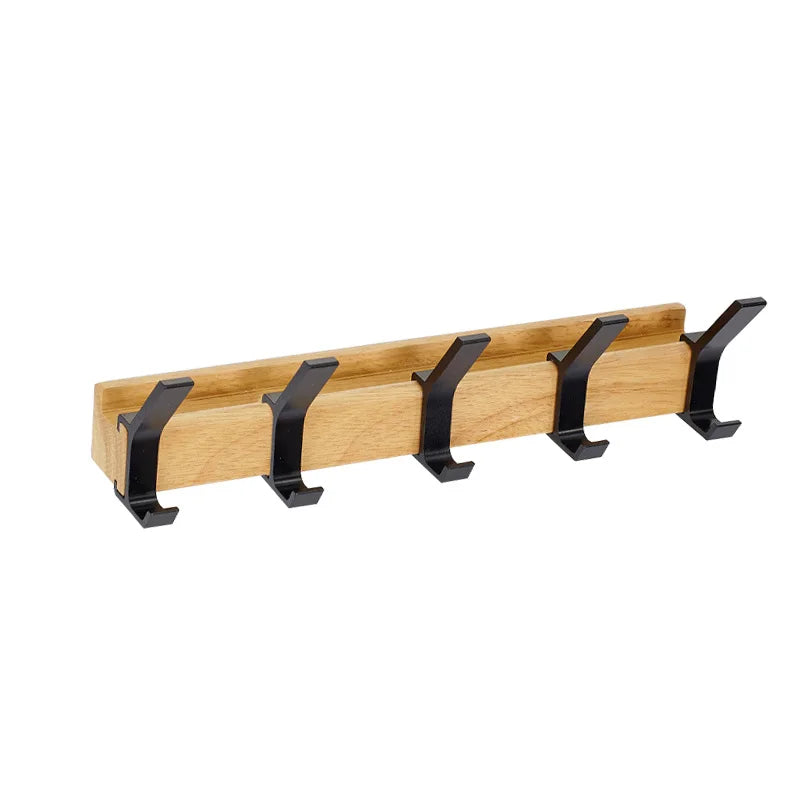 Nordic Wall-Mounted Coat Rack with Movable Hooks – Black