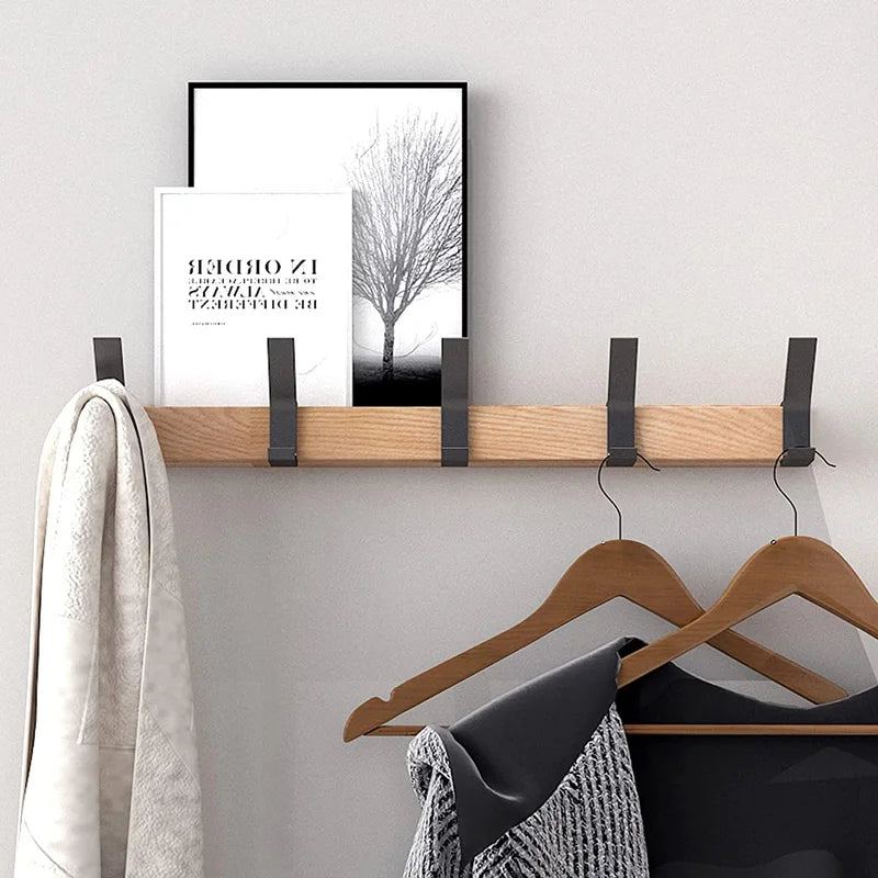 Nordic Wall-Mounted Coat Rack with Movable Hooks – Black